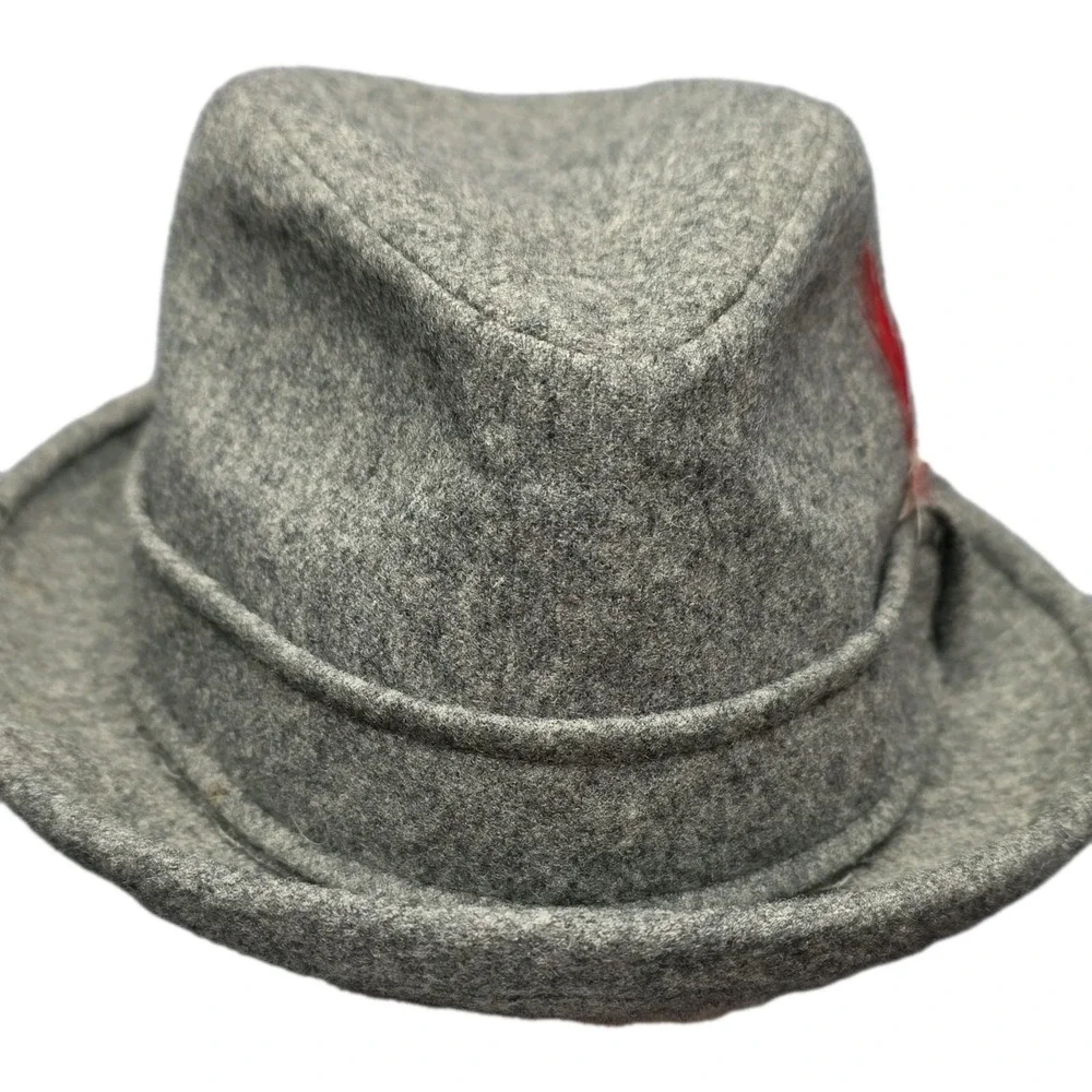Pendleton Men's Gray Fedora Hat Size 7 Feather Accent Solid Casual Fall Winter